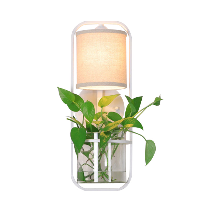 Frendorf | Metalen Zwart/Wit Wandlamp Zilinder 1 Hoofd LED Industriële Wandverlichting Armatuur voor Slaapkamer