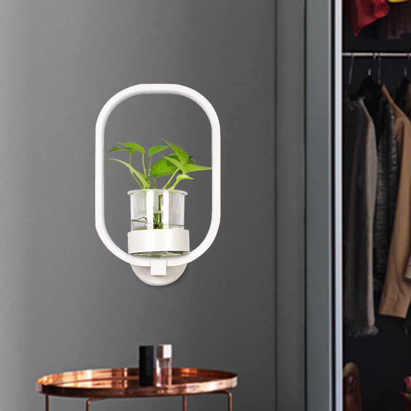 Frendorf | Ovaler Metall Wandleuchte Industriele LED Wohnzimmer Wandleuchte in Schwarz/Grau/Weiß