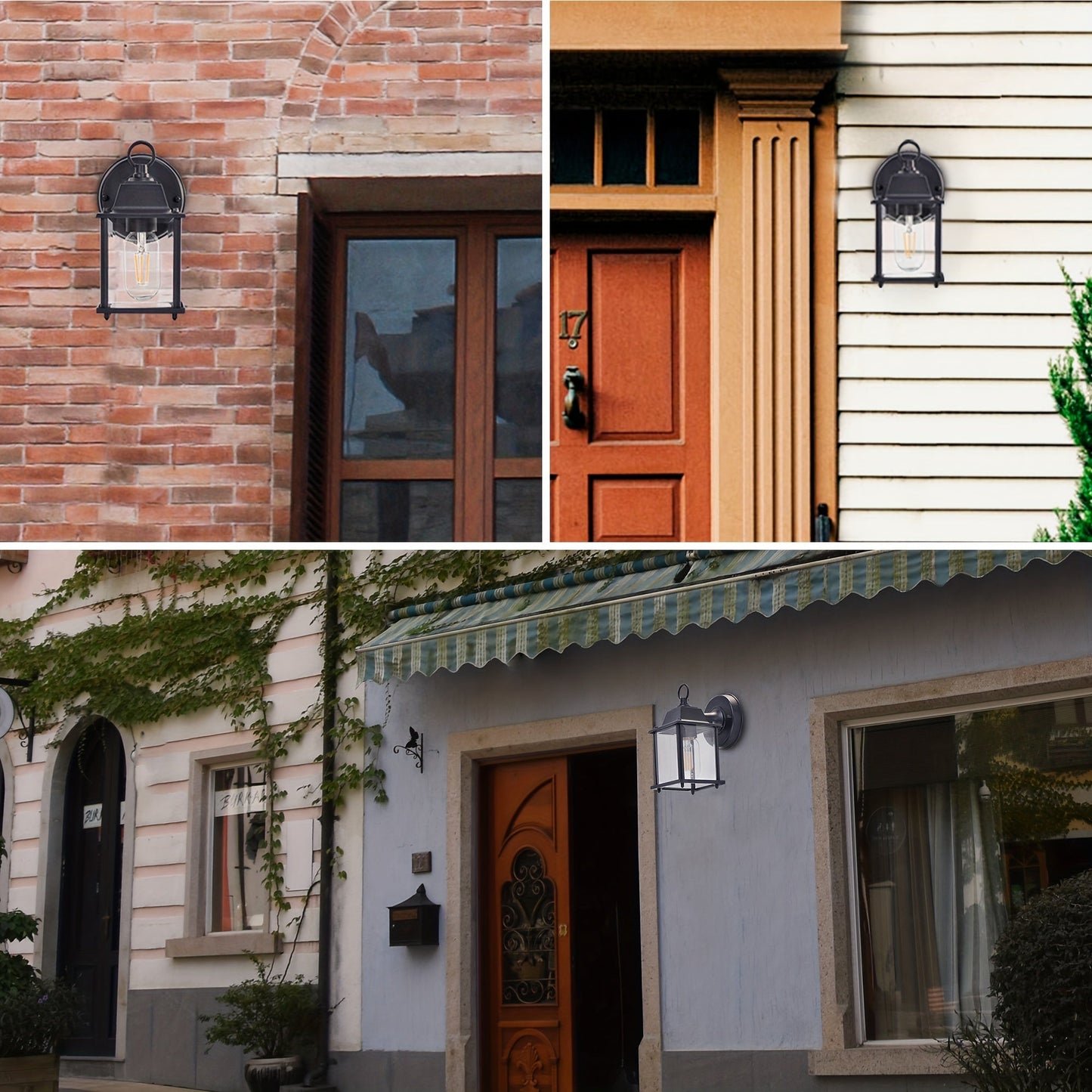 Frendorf | Außen Wandlampe Glaslaterne Metallrahmen