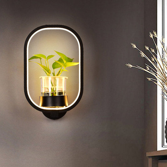 Frendorf | Ovaler Metall Wandleuchte Industriele LED Wohnzimmer Wandleuchte in Schwarz/Grau/Weiß