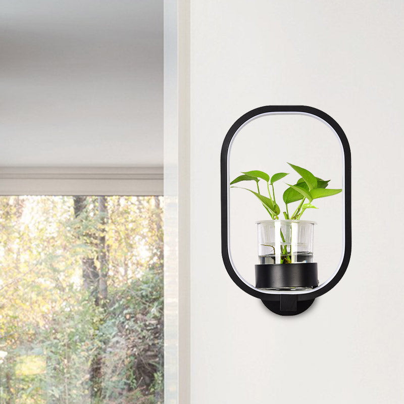 Frendorf | Ovaler Metall Wandleuchte Industriele LED Wohnzimmer Wandleuchte in Schwarz/Grau/Weiß