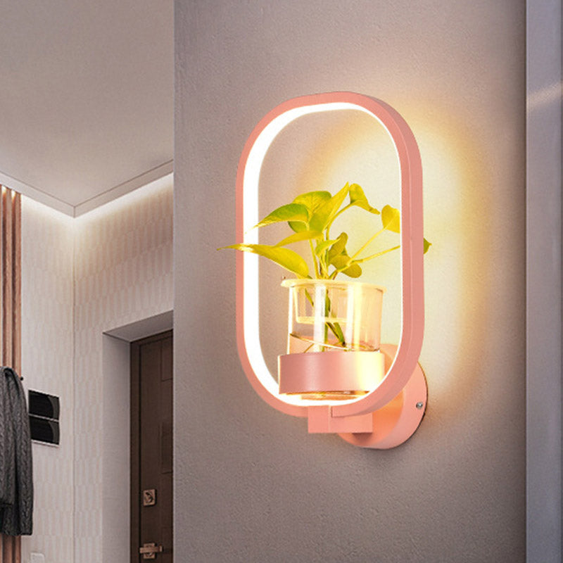 Frendorf | Ovaler Metall Wandleuchte Industriele LED Wohnzimmer Wandleuchte in Schwarz/Grau/Weiß
