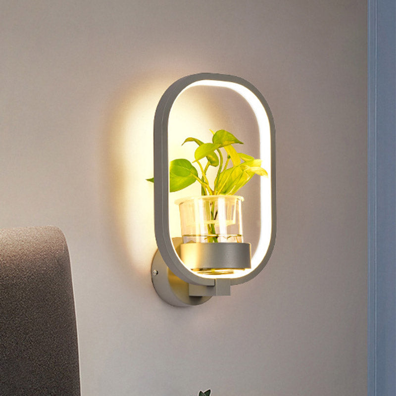 Frendorf | Ovaler Metall Wandleuchte Industriele LED Wohnzimmer Wandleuchte in Schwarz/Grau/Weiß