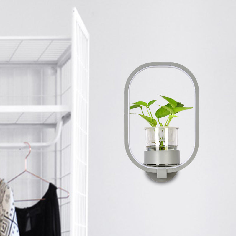 Frendorf | Ovaler Metall Wandleuchte Industriele LED Wohnzimmer Wandleuchte in Schwarz/Grau/Weiß