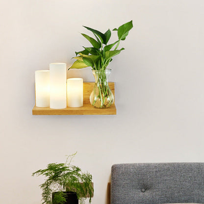 Frendorf | Opal Glas Cilinder Wandverlichting Industrieel 1 Lamp Slaapkamer LED Wandlamp in Hout, Links/Rechts