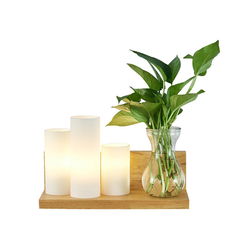 Frendorf | Opal Glas Cilinder Wandverlichting Industrieel 1 Lamp Slaapkamer LED Wandlamp in Hout, Links/Rechts