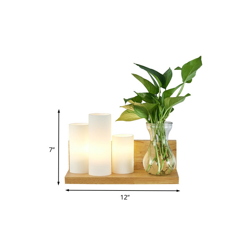 Frendorf | Opal Glas Cilinder Wandverlichting Industrieel 1 Lamp Slaapkamer LED Wandlamp in Hout, Links/Rechts