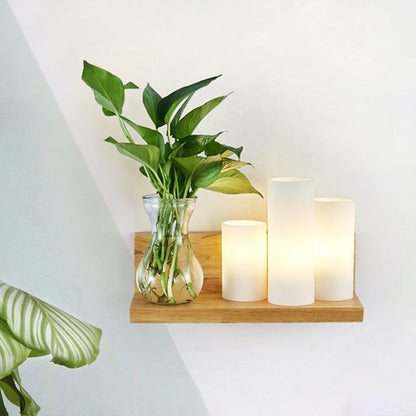 Frendorf | Opal Glas Cilinder Wandverlichting Industrieel 1 Lamp Slaapkamer LED Wandlamp in Hout, Links/Rechts