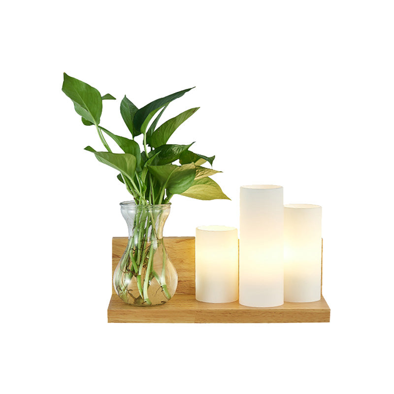 Frendorf | Opal Glas Cilinder Wandverlichting Industrieel 1 Lamp Slaapkamer LED Wandlamp in Hout, Links/Rechts
