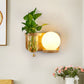 Frendorf | Ball Weiße Glas Wandlampe Industrie 1 Glühlampe Schlafzimmer LED Wandlampe Vorrichtung in Holz, Links/Rechts