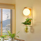Frendorf | Barrel/Globe Opal Glass Up/Down Light Simple 1 Light Wohnzimmer LED Wandmontagebeleuchtung in Holz