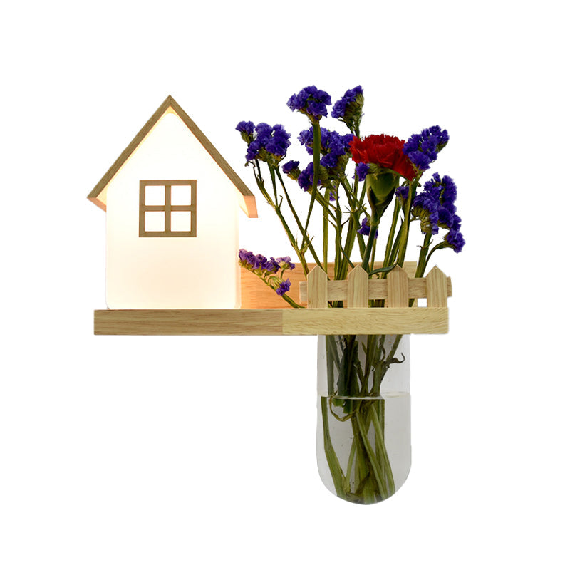 Frendorf | Wood House Wandleuchte Industrial Creme Glas 1-Licht Restaurant LED Wandleuchten, Links/Rechts