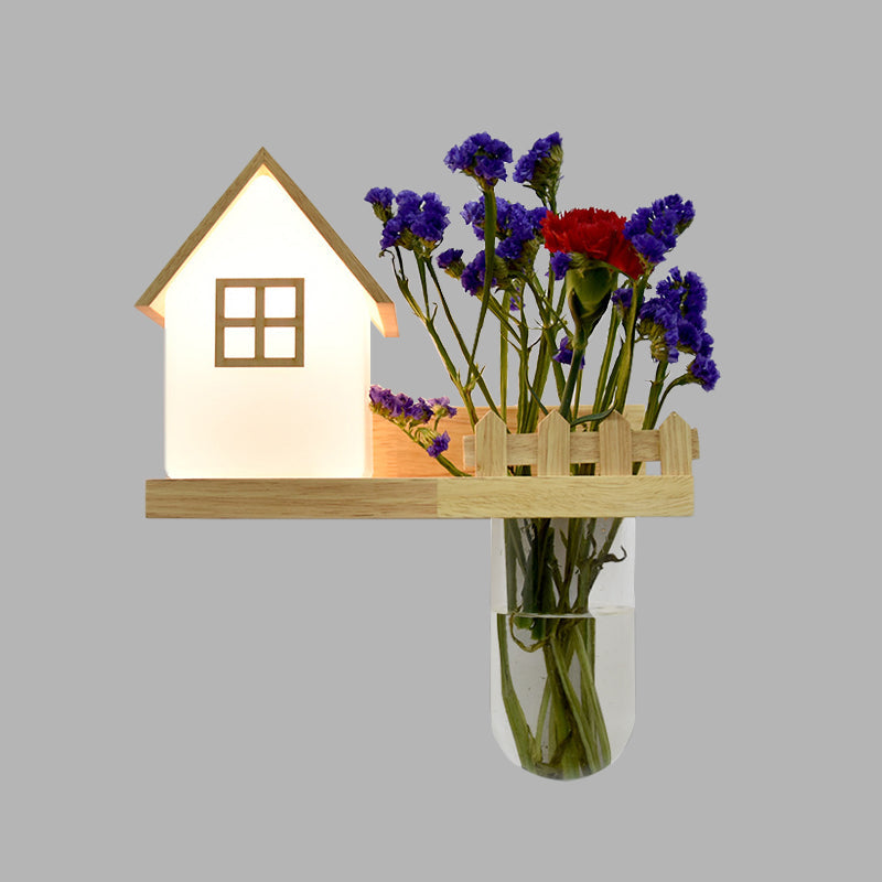 Frendorf | Wood House Wandleuchte Industrial Creme Glas 1-Licht Restaurant LED Wandleuchten, Links/Rechts
