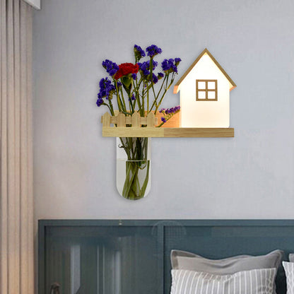 Frendorf | Wood House Wandleuchte Industrial Creme Glas 1-Licht Restaurant LED Wandleuchten, Links/Rechts
