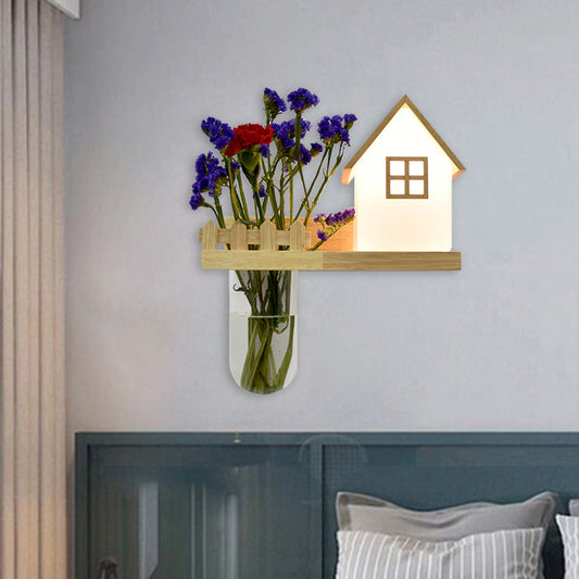 Frendorf | Wood House Wandleuchte Industrial Creme Glas 1-Licht Restaurant LED Wandleuchten, Links/Rechts