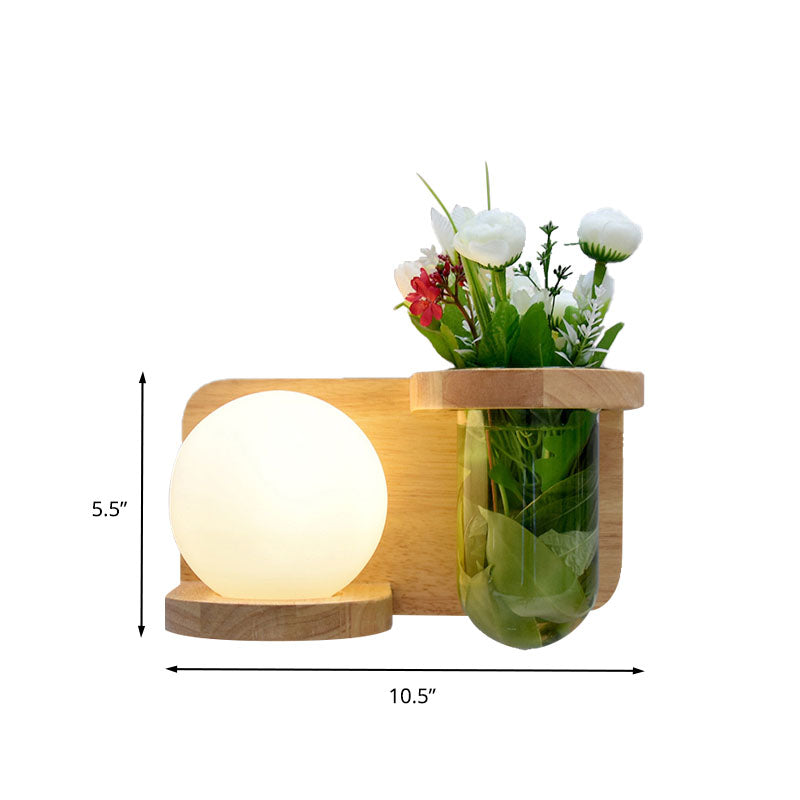 Frendorf | Milchglas-Oberfläche Wandleuchte Industrie 1 Kopf Schlafzimmer LED Wandbeleuchtung in Holz, Links/Rechts