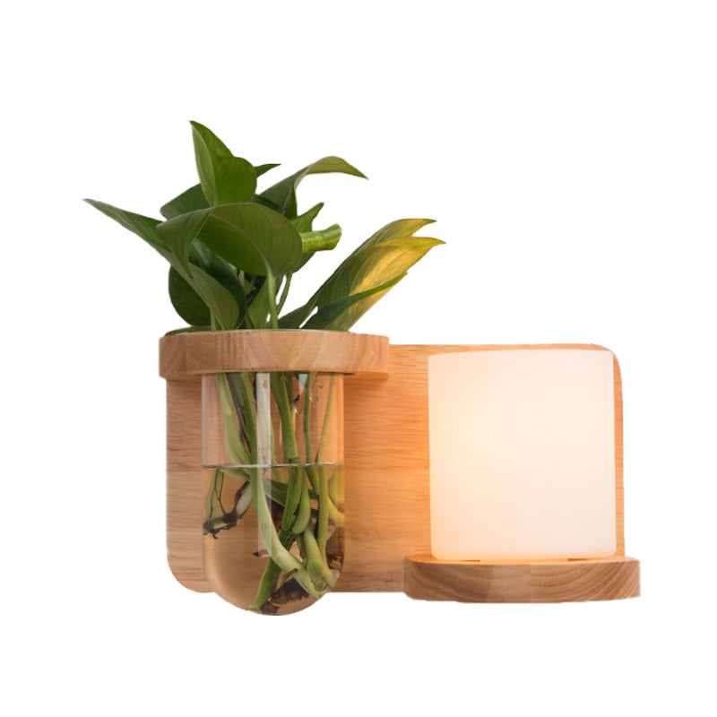 Frendorf | 1 Hoofd Barrel/Globe Wandlamp Industriële Hout Opale Glas LED Wandverlichting voor Woonkamer, Links/Rechts