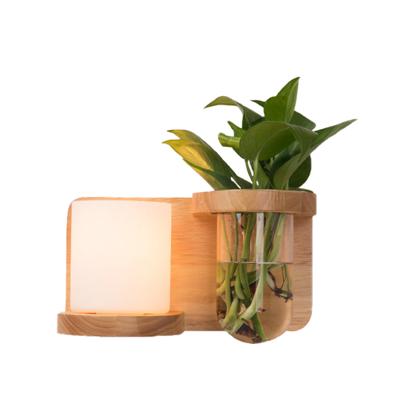 Frendorf | 1 Hoofd Barrel/Globe Wandlamp Industriële Hout Opale Glas LED Wandverlichting voor Woonkamer, Links/Rechts