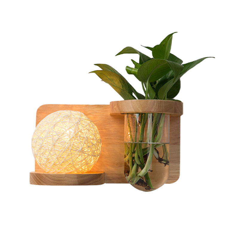 Frendorf | 1 Hoofd Barrel/Globe Wandlamp Industriële Hout Opale Glas LED Wandverlichting voor Woonkamer, Links/Rechts