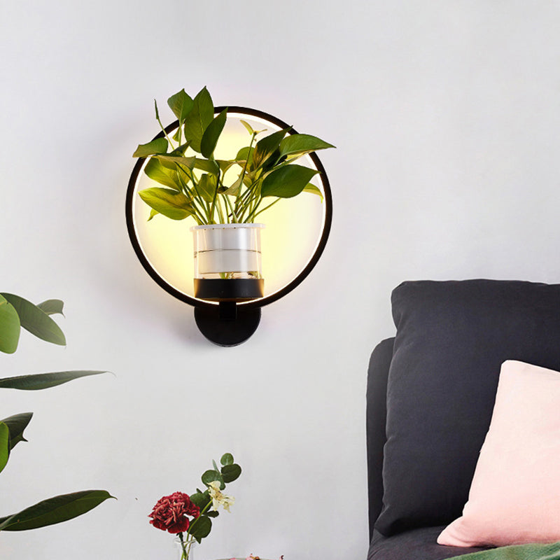 Frendorf | Ronde/Ovale Slaapkamer Wandverlichting Industriële Metaal 1 Lamp Zwart/Wit LED Wandlamp Wandlamp in Warm/Wit/3 Kleur Licht