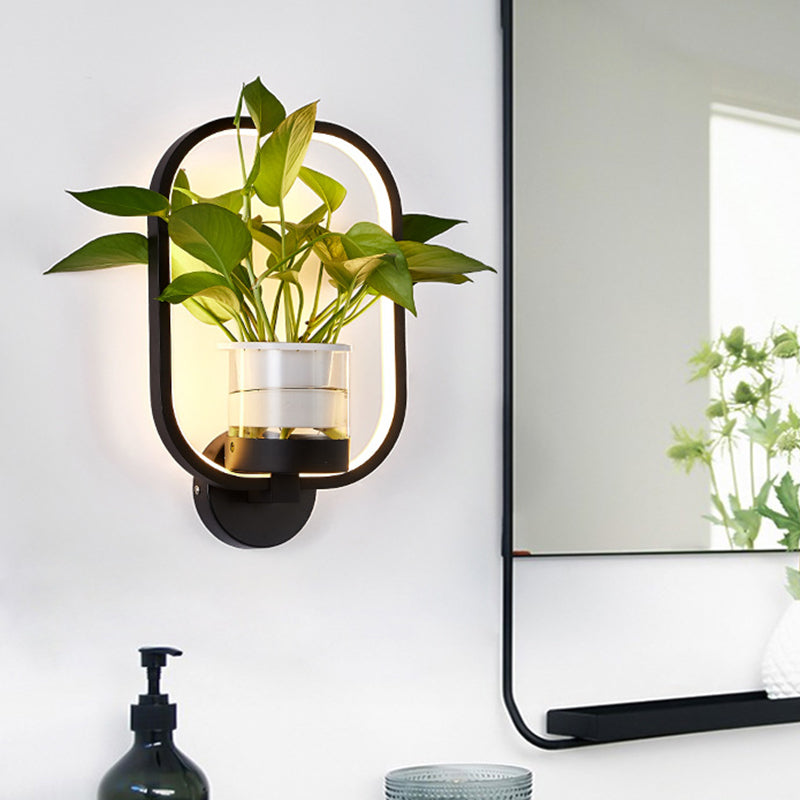 Frendorf | Ronde/Ovale Slaapkamer Wandverlichting Industriële Metaal 1 Lamp Zwart/Wit LED Wandlamp Wandlamp in Warm/Wit/3 Kleur Licht