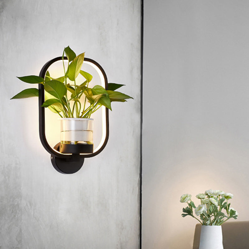Frendorf | Ronde/Ovale Slaapkamer Wandverlichting Industriële Metaal 1 Lamp Zwart/Wit LED Wandlamp Wandlamp in Warm/Wit/3 Kleur Licht