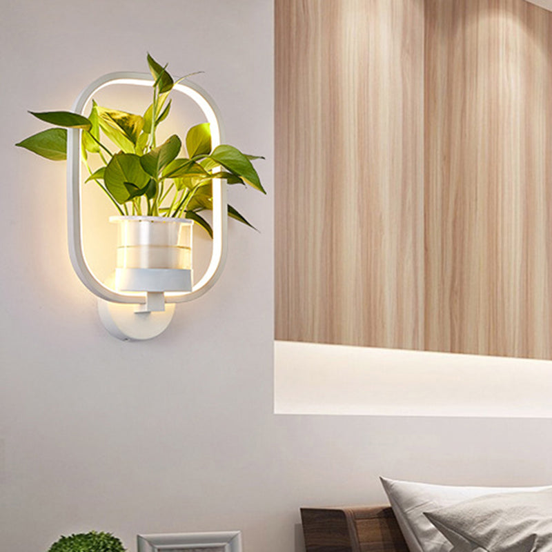 Frendorf | Ronde/Ovale Slaapkamer Wandverlichting Industriële Metaal 1 Lamp Zwart/Wit LED Wandlamp Wandlamp in Warm/Wit/3 Kleur Licht