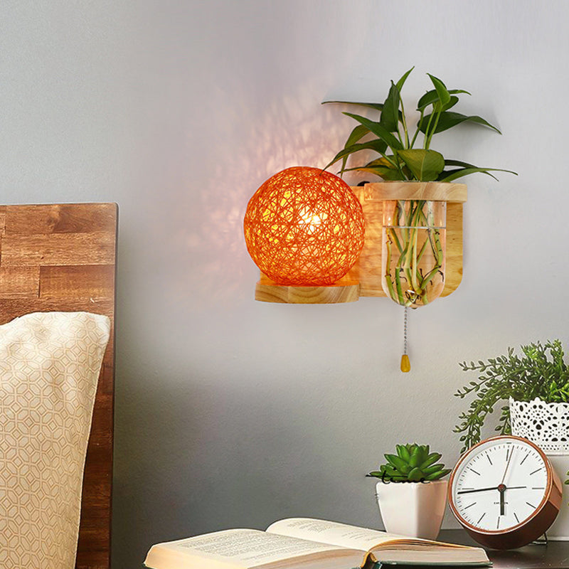 Frendorf | Minimalisme Sphere Wandlamp Sconces 1 Gloeilamp Houten LED Wandgemonteerde Verlichting in Wit/Roze/Geel, Links/Rechts