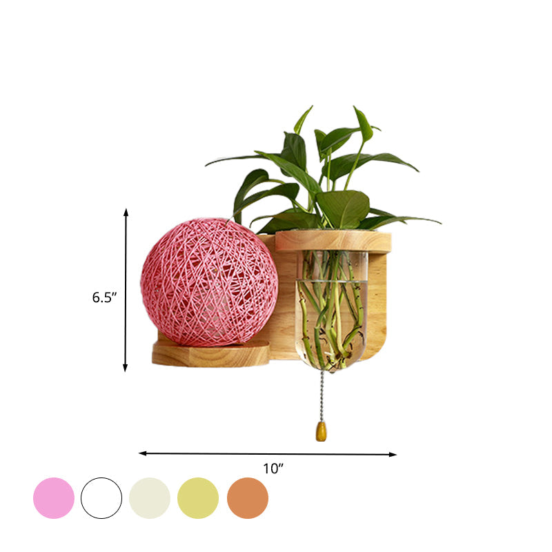 Frendorf | Minimalisme Sphere Wandlamp Sconces 1 Gloeilamp Houten LED Wandgemonteerde Verlichting in Wit/Roze/Geel, Links/Rechts
