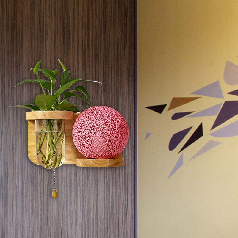 Frendorf | Minimalisme Sphere Wandlamp Sconces 1 Gloeilamp Houten LED Wandgemonteerde Verlichting in Wit/Roze/Geel, Links/Rechts