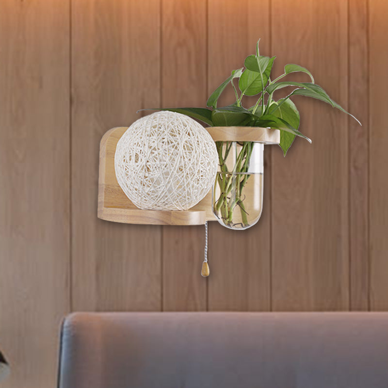 Frendorf | Minimalisme Sphere Wandlamp Sconces 1 Gloeilamp Houten LED Wandgemonteerde Verlichting in Wit/Roze/Geel, Links/Rechts