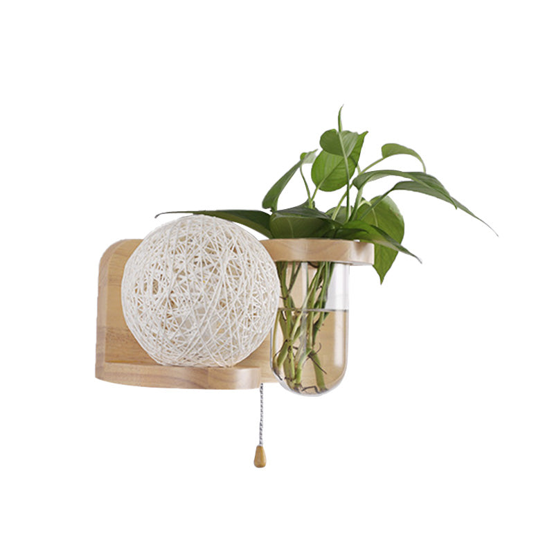 Frendorf | Minimalisme Sphere Wandlamp Sconces 1 Gloeilamp Houten LED Wandgemonteerde Verlichting in Wit/Roze/Geel, Links/Rechts