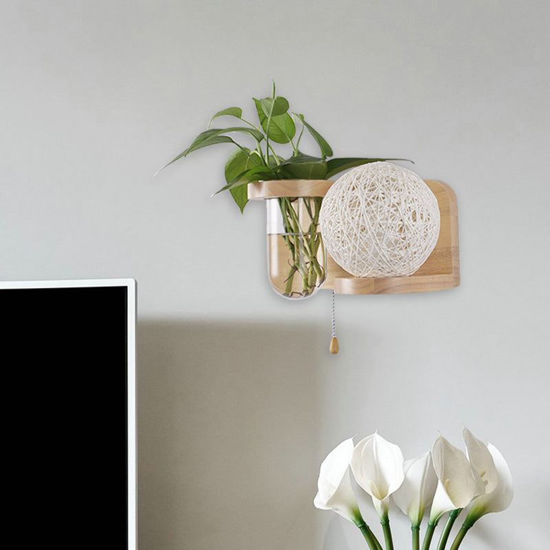 Frendorf | Minimalisme Sphere Wandlamp Sconces 1 Gloeilamp Houten LED Wandgemonteerde Verlichting in Wit/Roze/Geel, Links/Rechts