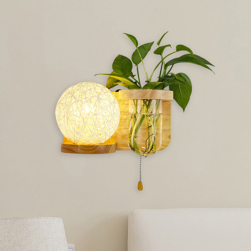 Frendorf | Minimalisme Sphere Wandlamp Sconces 1 Gloeilamp Houten LED Wandgemonteerde Verlichting in Wit/Roze/Geel, Links/Rechts