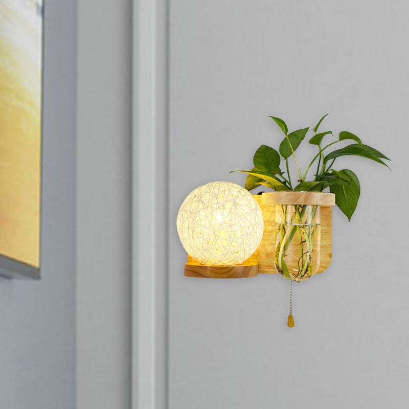 Frendorf | Minimalisme Sphere Wandlamp Sconces 1 Gloeilamp Houten LED Wandgemonteerde Verlichting in Wit/Roze/Geel, Links/Rechts