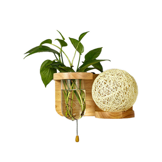 Frendorf | Minimalisme Sphere Wandlamp Sconces 1 Gloeilamp Houten LED Wandgemonteerde Verlichting in Wit/Roze/Geel, Links/Rechts