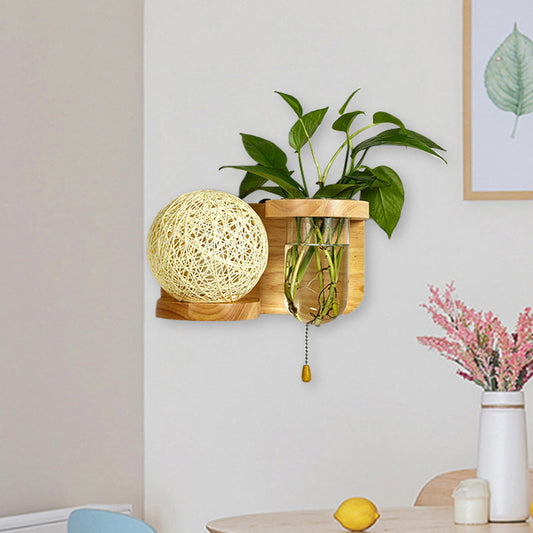 Frendorf | Minimalisme Sphere Wandlamp Sconces 1 Gloeilamp Houten LED Wandgemonteerde Verlichting in Wit/Roze/Geel, Links/Rechts