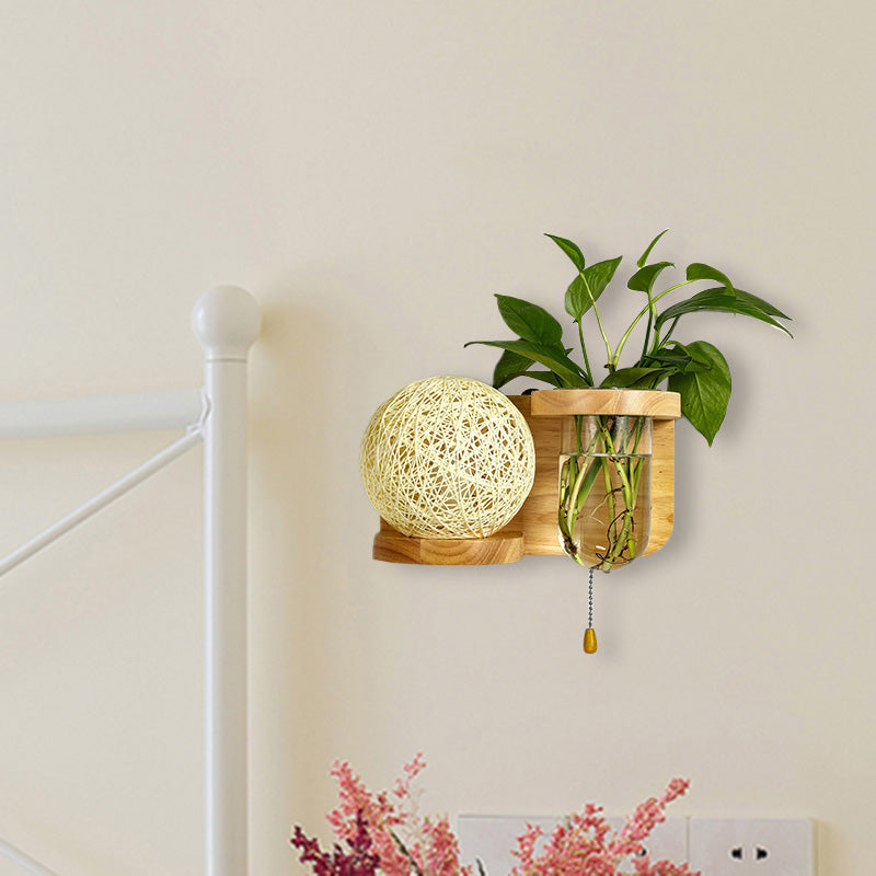 Frendorf | Minimalisme Sphere Wandlamp Sconces 1 Gloeilamp Houten LED Wandgemonteerde Verlichting in Wit/Roze/Geel, Links/Rechts