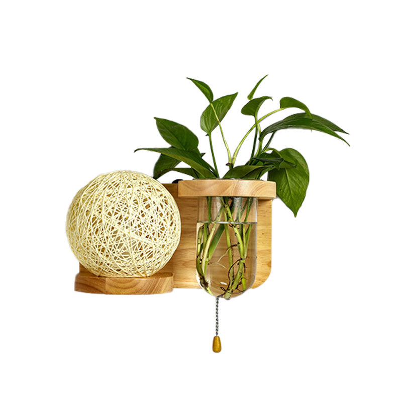 Frendorf | Minimalisme Sphere Wandlamp Sconces 1 Gloeilamp Houten LED Wandgemonteerde Verlichting in Wit/Roze/Geel, Links/Rechts