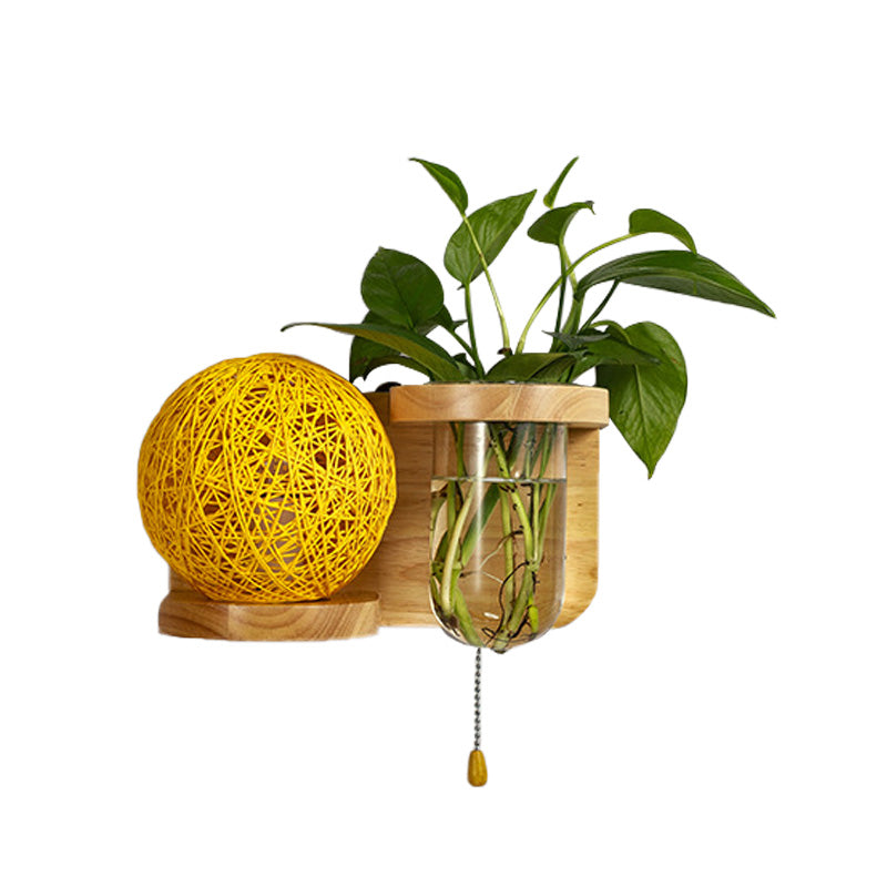 Frendorf | Minimalisme Sphere Wandlamp Sconces 1 Gloeilamp Houten LED Wandgemonteerde Verlichting in Wit/Roze/Geel, Links/Rechts