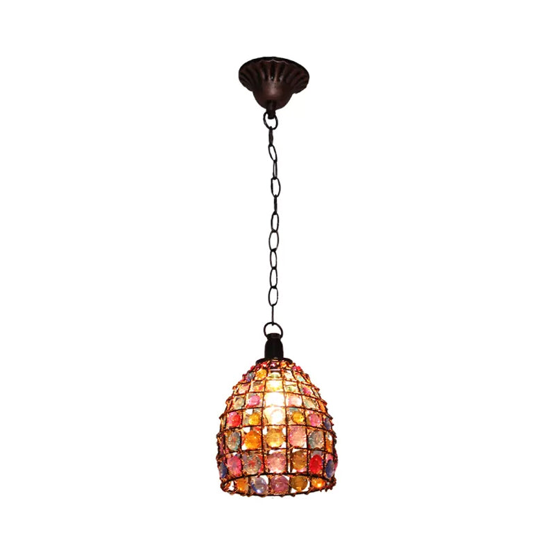 Dome/Globe Metall Hängelampe Bohemian 1 Kopf Restaurant Pendelleuchte in Rost, 6,5"/7,5"/8" hoch
