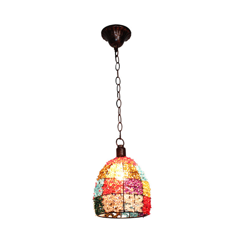 Dome/Globe Metall Hängelampe Bohemian 1 Kopf Restaurant Pendelleuchte in Rost, 6,5"/7,5"/8" hoch