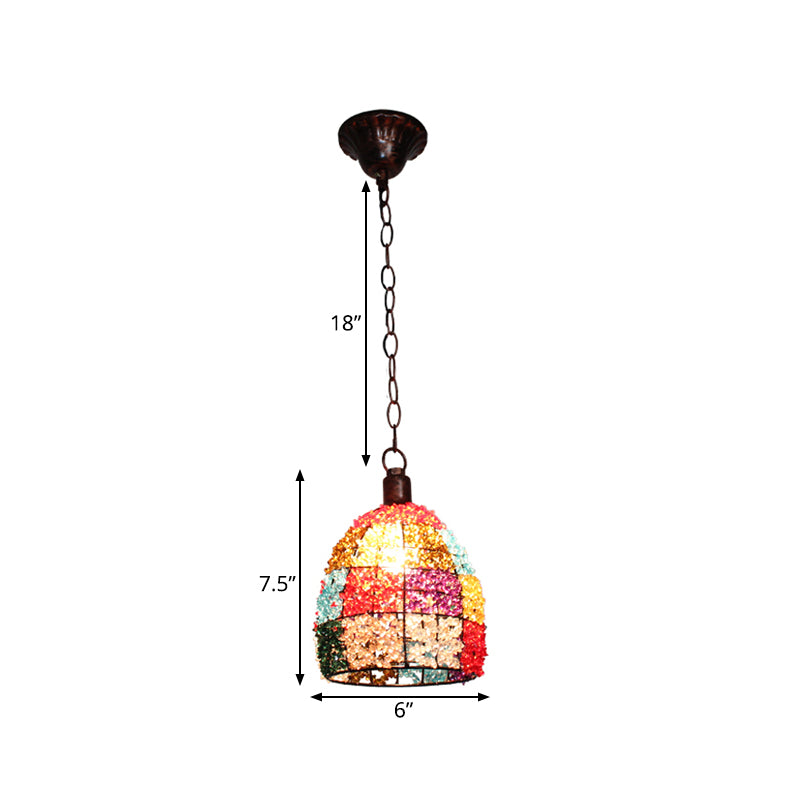 Dome/Globe Metall Hängelampe Bohemian 1 Kopf Restaurant Pendelleuchte in Rost, 6,5"/7,5"/8" hoch