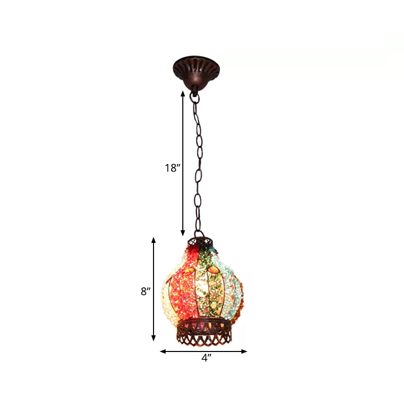 Dome/Globe Metall Hängelampe Bohemian 1 Kopf Restaurant Pendelleuchte in Rost, 6,5"/7,5"/8" hoch