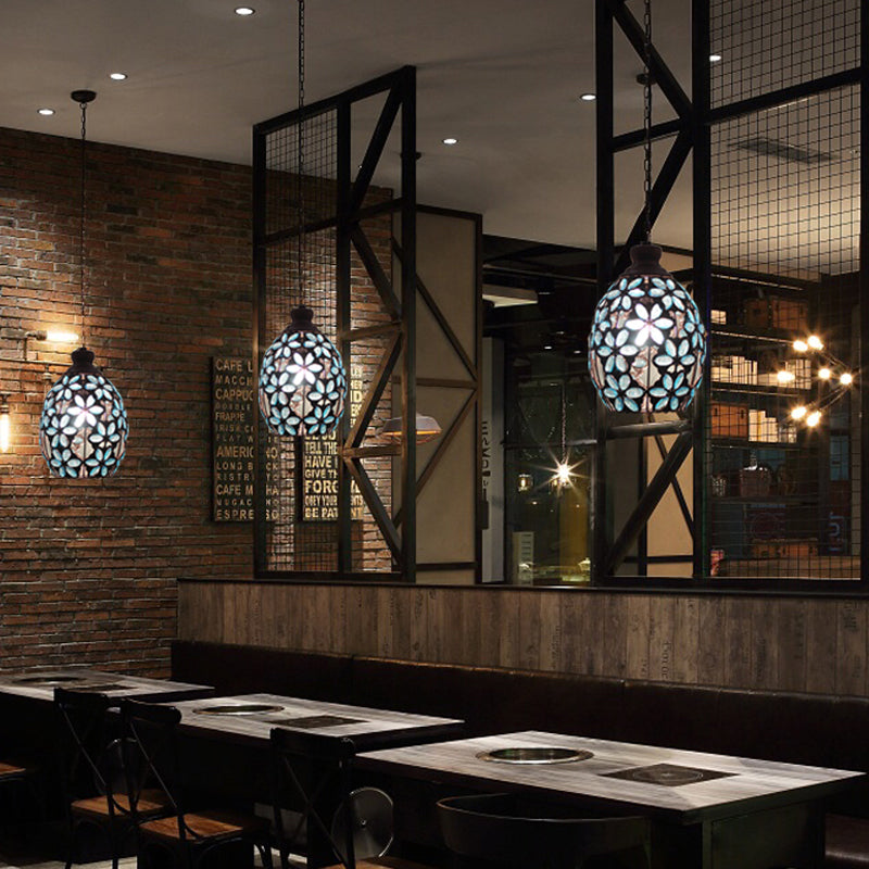 Bohemian Dome Down Lighting Pendant 1 Bulb Metal Hanging Ceiling Light in Gelb/Blau/Grün für Restaurant