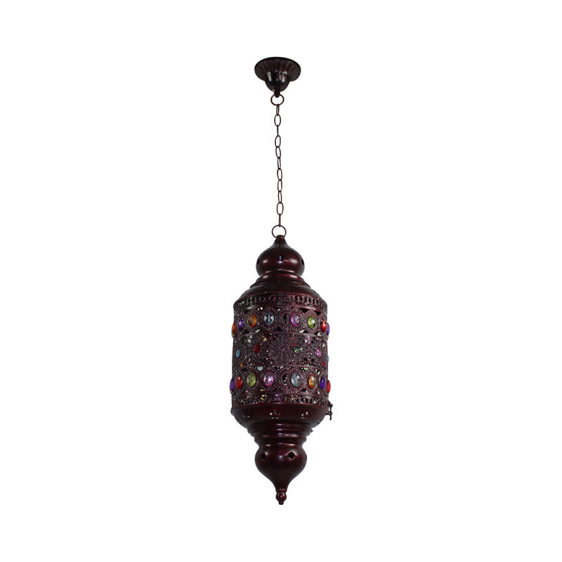 Bohemian Zylinder Deckenpendelleuchte 1 Glühbirne Metall Hängeleuchte in Kupfer für Schlafzimmer, 6"/6.5"/7" Breite