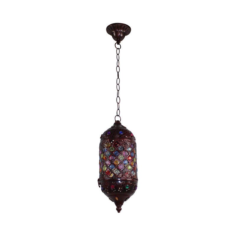 Bohemian Zylinder Deckenpendelleuchte 1 Glühbirne Metall Hängeleuchte in Kupfer für Schlafzimmer, 6"/6.5"/7" Breite
