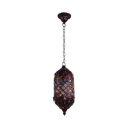 Bohemian Zylinder Deckenpendelleuchte 1 Glühbirne Metall Hängeleuchte in Kupfer für Schlafzimmer, 6"/6.5"/7" Breite