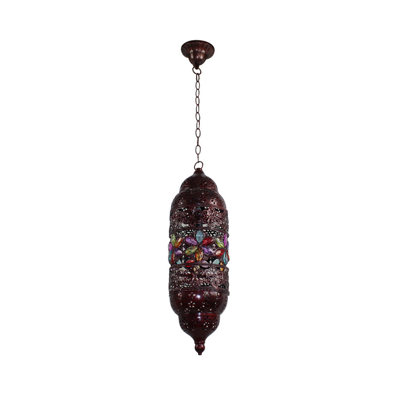 Bohemian Zylinder Deckenpendelleuchte 1 Glühbirne Metall Hängeleuchte in Kupfer für Schlafzimmer, 6"/6.5"/7" Breite