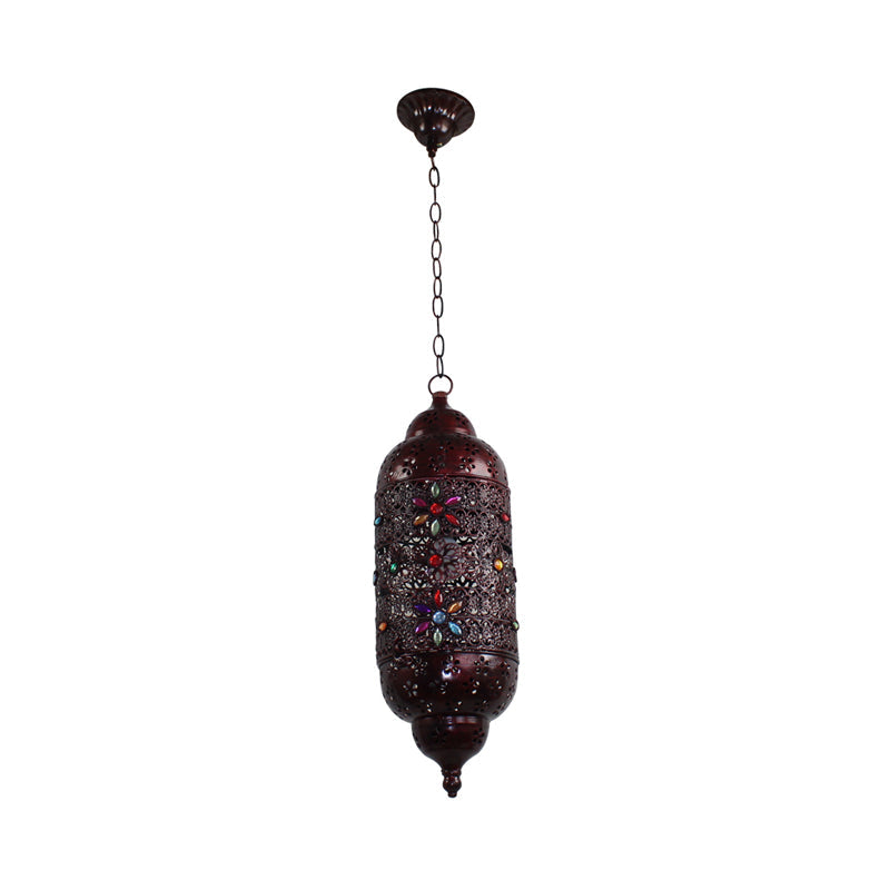 Bohemian Zylinder Deckenpendelleuchte 1 Glühbirne Metall Hängeleuchte in Kupfer für Schlafzimmer, 6"/6.5"/7" Breite